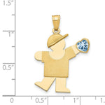 Load image into Gallery viewer, 14K Yellow Gold Boy with CZ March Birthstone Engravable Charm Pendant