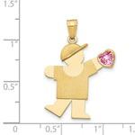 Load image into Gallery viewer, 14K Yellow Gold Boy with CZ October Birthstone Engravable Charm Pendant