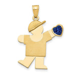 Load image into Gallery viewer, 14K Yellow Gold Boy with CZ September Birthstone Engravable Charm Pendant