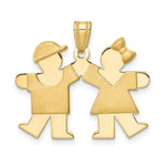 Load image into Gallery viewer, 14K Yellow Gold Solid Boy Facing Right & Girl Facing Left Engravable Charm