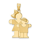 Load image into Gallery viewer, 14K Yellow Gold Big Girl & Little Boy Engravable Charm Pendant