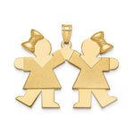 Load image into Gallery viewer, 14K Yellow Gold Solid Engravable Large Double Girls with Bows Charm