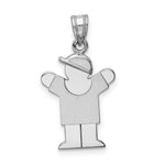 Load image into Gallery viewer, 14K White Gold Small Boy w/Hat on Right Engravable Charm Pendant