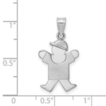 Load image into Gallery viewer, 14K White Gold Small Boy w/Hat on Right Engravable Charm Pendant