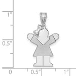 Load image into Gallery viewer, 14K White Gold Small Girl w/Bow on Left Engravable Charm Pendant