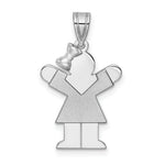 Load image into Gallery viewer, 14K White Gold Small Girl w/Bow on Left Engravable Charm Pendant