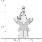 Load image into Gallery viewer, 14K White Gold Medium Girl w/Bow on Left Engravable Charm Pendant