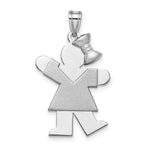 Load image into Gallery viewer, 14K White Gold Medium Girl w/Bow on Right Engravable Charm Pendant