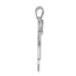 Load image into Gallery viewer, 14K White Gold Medium Girl w/Bow on Left Engravable Charm Pendant