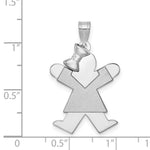 Load image into Gallery viewer, 14K White Gold Medium Girl w/Bow on Left Engravable Charm Pendant