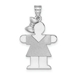 Load image into Gallery viewer, 14K White Gold Medium Girl w/Bow on Left Engravable Charm Pendant