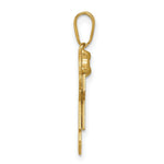 Load image into Gallery viewer, 14K Yellow Gold Solid Engravable Girl with Bow on Left Charm 30mm length
