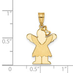 Load image into Gallery viewer, 14K Yellow Gold Solid Engravable Girl with Bow on Right Charm 30mm length