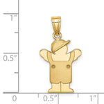 Load image into Gallery viewer, 14K Yellow Gold Solid Engravable Boy in Overalls with Hat on Left Charm