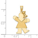 Load image into Gallery viewer, 14K Yellow Gold Solid Engravable Girl with Bow on Right Charm 30mm length
