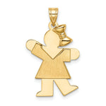 Load image into Gallery viewer, 14K Yellow Gold Solid Engravable Girl with Bow on Right Charm 30mm length