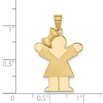 Load image into Gallery viewer, 14K Yellow Gold Solid Engravable Girl with Bow on Left Charm 30mm length