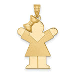 Load image into Gallery viewer, 14K Yellow Gold Solid Engravable Girl with Bow on Left Charm 30mm length