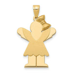 Load image into Gallery viewer, 14K Yellow Gold Solid Engravable Girl with Bow on Right Charm 30mm length