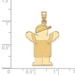 Load image into Gallery viewer, 14K Yellow Gold Solid Engravable Boy in Overalls with Hat on Left Charm Pendant