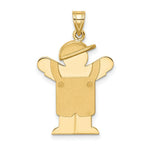 Load image into Gallery viewer, 14K Yellow Gold Solid Engravable Boy in Overalls with Hat on Left Charm Pendant
