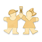 Load image into Gallery viewer, 14K Yellow Gold Solid Engravable Boy on Left & Girl on Right Charm Pendant