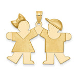 Load image into Gallery viewer, 14K Yellow Gold Solid Engravable Girl on Left & Boy on Right Charm Pendant