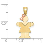 Load image into Gallery viewer, 14K Two-tone Gold Small Girl with Bow on Left Engravable Charm Pendant