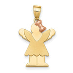 Load image into Gallery viewer, 14K Two-tone Gold Small Girl with Bow on Right Engravable Charm Pendant