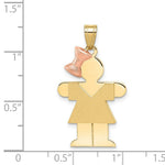 Load image into Gallery viewer, 14K Two-tone Gold Large Girl with Bow on Left Engravable Charm Pendant