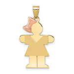 Load image into Gallery viewer, 14K Two-tone Gold Large Girl with Bow on Left Engravable Charm Pendant