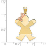 Load image into Gallery viewer, 14K Two-tone Gold Large Girl with Bow on Left Engravable Charm Pendant