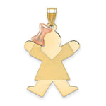 Load image into Gallery viewer, 14K Two-tone Gold Large Girl with Bow on Left Engravable Charm Pendant