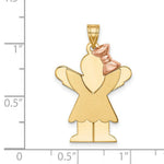 Load image into Gallery viewer, 14K Two-tone Gold Large Girl with Bow on Right Engravable Charm Pendant