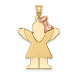 Load image into Gallery viewer, 14K Two-tone Gold Large Girl with Bow on Right Engravable Charm Pendant
