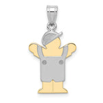 Load image into Gallery viewer, 14K Two-tone Gold Small Boy with Hat on Left Engravable Charm Pendant