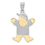 Load image into Gallery viewer, 14K Two-tone Gold Large Boy with Hat on Right Engravable Charm Pendant