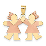 Load image into Gallery viewer, 14K Two-tone Gold Small Double Girls Engravable Charm Pendant