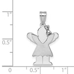 Load image into Gallery viewer, 14K White Gold Small Girl with Bow on Right Engravable Charm Pendant