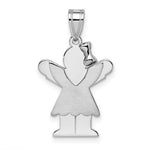 Load image into Gallery viewer, 14K White Gold Small Girl with Bow on Right Engravable Charm Pendant