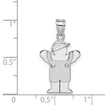 Load image into Gallery viewer, 14K White Gold Small Boy with Hat on Left Engravable Charm Pendant