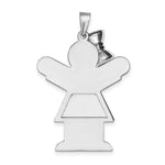 Load image into Gallery viewer, 14K White Gold Large Girl with Bow on Left Engravable Charm