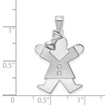 Load image into Gallery viewer, 14K White Gold 0.03-Carat 2 Diamond The Kids Girl with Bow Pendant