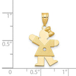 Load image into Gallery viewer, 14K Yellow Gold 0.015-Carat Diamond Girl with Bow The Kids Pendant