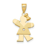 Load image into Gallery viewer, 14K Yellow Gold 0.015-Carat Diamond Girl with Bow The Kids Pendant
