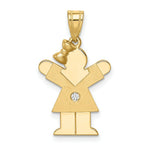 Load image into Gallery viewer, 14K Yellow Gold 0.015-Carat Diamond Girl with Bow The Kids Pendant