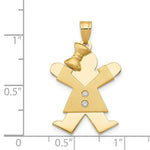 Load image into Gallery viewer, 14K Yellow Gold 0.03-Carat 2 Diamond Girl with Bow The Kids Pendant
