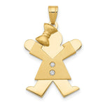 Load image into Gallery viewer, 14K Yellow Gold 0.03-Carat 2 Diamond Girl with Bow The Kids Pendant