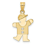 Load image into Gallery viewer, 14K Yellow Gold 0.03-Carat 2 Diamond Boy with Cap The Kids Pendant