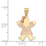 Load image into Gallery viewer, 14K Two-tone Yellow Rose Gold 0.015-Carat Diamond Girl with Bow The Kids Pendant